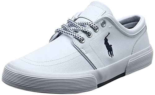 Polo Ralph Lauren mens Faxon Low fashion sneakers, White Sport Leather, 7.5 US