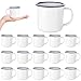 16 Pcs 4 oz Enamel Camping Coffee Mugs Mini Metal Mug with Handle Small White Enamel Mug Vintage Round Tea Cup Portable Drinking Cups for Outdoor Indoor Picnic Travel Camping Holiday Gifts