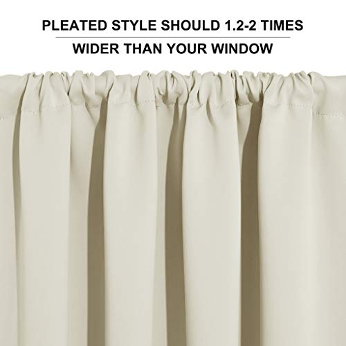 RYB HOME Beige Short Curtains Blackout, 45 inch Durable Cafe Curtains Room Darkening Window Drapes Privacy Protection for Basement Closet Kithen, W34 x L45 inch, 2 Panels
