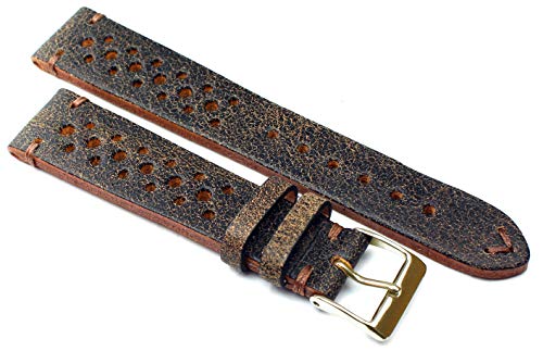 Bracelet de montre en cuir de vachette 19 mm marron robuste