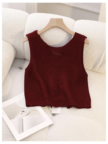 Image of GORGLITTER Women's Tie Back Cropped Sweater Vest Bow Sleeveless Knit Tank Tops Trendy Cute Cardigan Dressy Casual Outfits