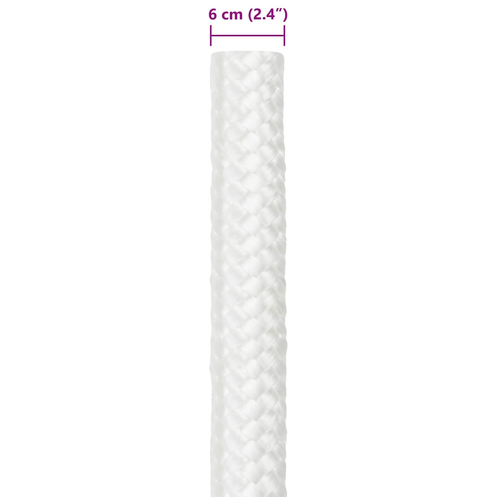 Cuerda de polipropileno para barco, 10 m de longitud, 6 cm de diámetro, cuerda de polipropileno en color blanco para canotaje, vela, yate, al aire libre, para asegurar y amarrar