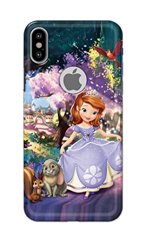 Image of PRINTFIDAA Cartoon Little Girl with Crown and Pet Animals Printed Designer Hard Case for Apple iPhone X Logo /iPhone 10 / iPhone Ten /iPhone Xs Logo Back Cover -(e) RPM1008