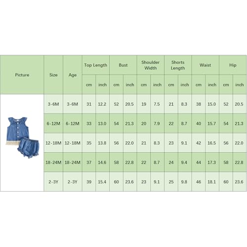 Emmababy Toddler Cowgirl Outfit Girl Button Down Shirt Ruffle Sleeve Tops and Shorts Set Kids Denim Outfits Western Clothes (37 Blue, 3-6 Months) by Emmababy - Used condition - Image 7