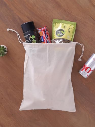 Image of Popular Handicrafts Organic Cotton Dust Proof Storage Bags with Drawstring - Toy - Shoe - Travel - Cloth Bag for Handbags, Purses, & Sneakers - Lint - free Beige (3 Bags - 19 inchx15 inch)