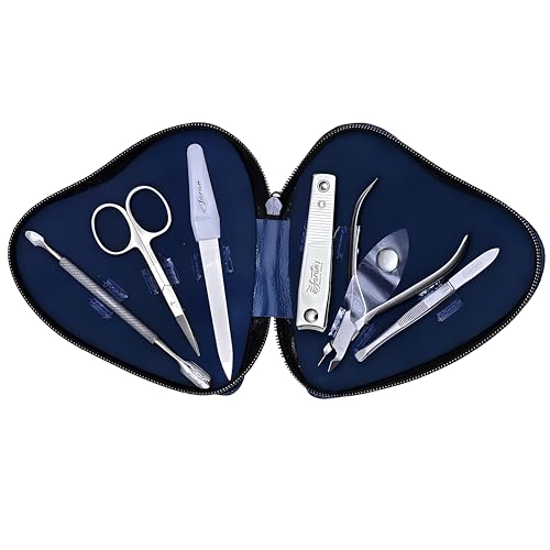 Professional 6-Piece Manicure Instruments Kit – Made with German Quality heavy-duty stainless steel, and rust-free. Grooming gift set for Men & Women