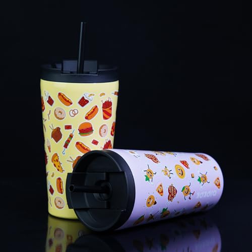 Image of BJPKPK 18 oz Coffee Tumbler with Straw, Insulated Stainless Steel Cup