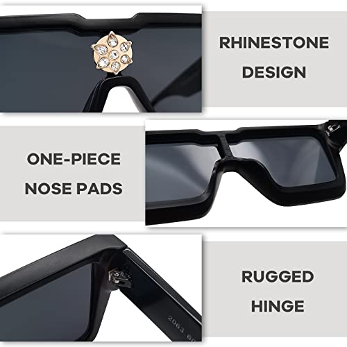 LIXX Retro Millionaire Sunglasses Square Metal punk Rock Hip hop Sunglasses men women 1:14