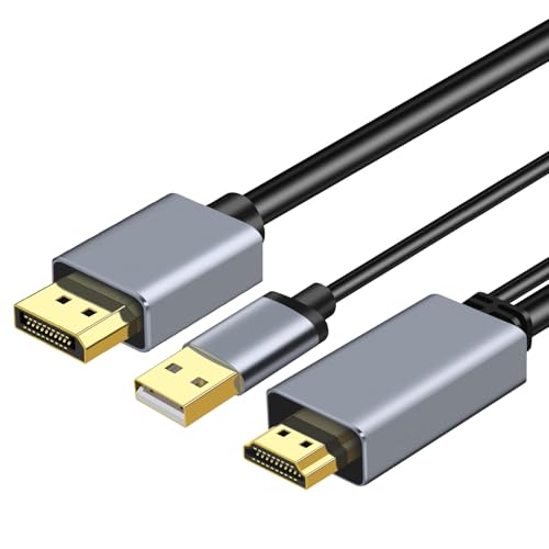 XinYaa Cable HDMI a DisplayPort, 4K @60Hz 3M HDMI Source to DisplayPort Monitor Compatible con PC Tarjeta Gráfica Laptop PS5 X-b0x 0ne (360) Compatible con 4K @60Hz 2K @144Hz 1080P @165Hz