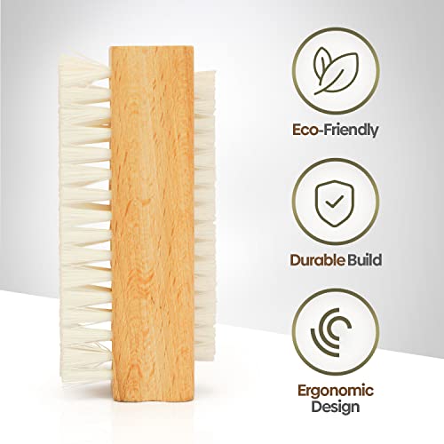 Wooden Nail Brush Double-sided Nail Cleaner with Plastic Bristles for Fingernail Toenail Cleaning and Scrubbing (Pack of 6) - Image 3