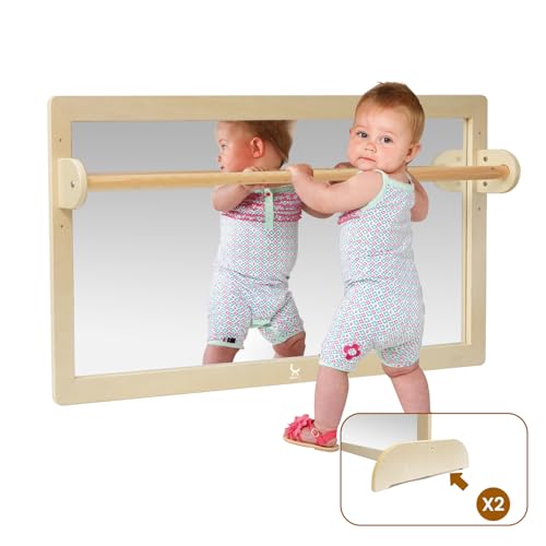 Image of XIHAToy Coordination Mirror - Montessori Wooden Toddler Mirror - Safety Shatterproof - Acrylic Non-Glass - Early Learning to Walk - Upgrad Dual-Use