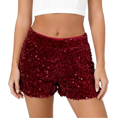 Short en jean à paillettes taille haute denim court moulant vêtement de soirée