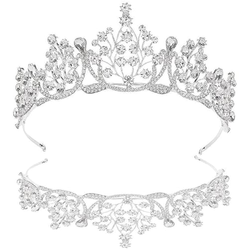 ZOOMPIL Corona Tiara Boda, Corona de Novia Barroca, Corona de Cristal Vintage, Corona Cristal Tiara Para Novia, Accesorios de Pelo para Mujer, para Bodas o fiestas