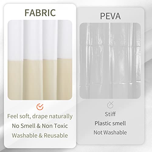 Image of ALYVIA SPRING Waterproof Fabric Shower Curtain Liner - Soft & Light-Weight Cloth Shower Liner, 3 Bottom Magnets, Hotel Quality & Machine Washable - Standard Size 72x72, White and Cream