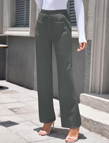 ZAFUL Womens Wide Leg Pants High Waisted Casual Pants for Women Stretchy Business Dress Work Pocket Trousers Pant