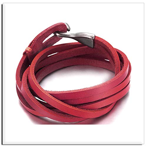 Xusamss Punk Rock Metal Easy Hook Wristband Leather Cuff Bracelet,7.5" Wrist4