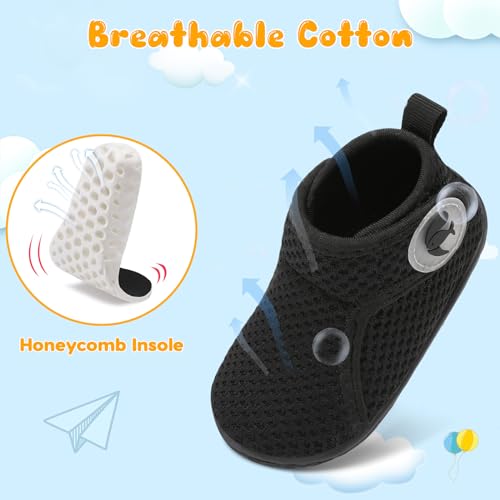 Feetcity Baby Sock Shoes Infant High-Top Sneakers Baby First Walking Shoes Boys Girls Infant Crib Shoes Black thumb #3