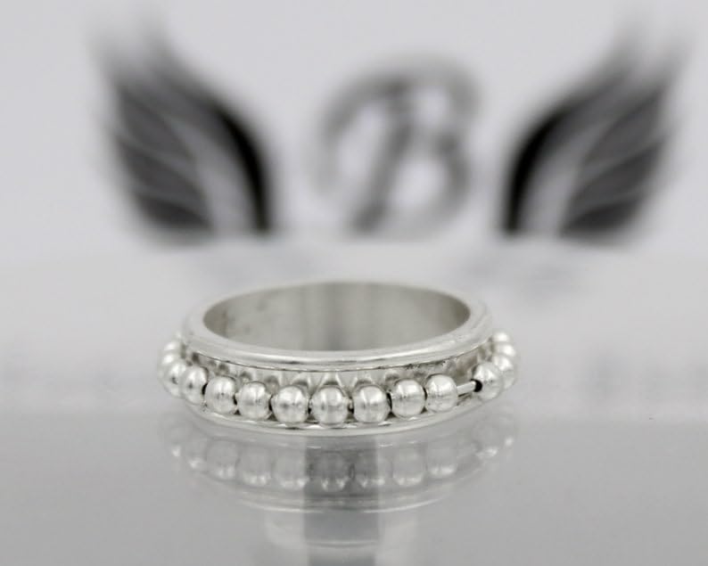 925 Sterling Silver Spinner Ring Anti Anxiety Fidget Orbit Beads Worry Meditation Boho Handmade Jewelry Gift For Her Wedding Band Ring Band Excellent RingStress Relief |LK_PCSB_15932