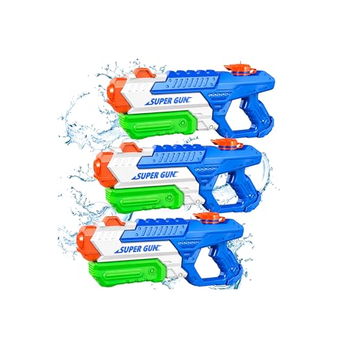 3 Pack Water Guns for Kids Adults, 600cc High Capacity Super Squirt Blaster Soaker, Long Range Pump Action Water Gun Squirter, Outdoor Summer Pool Beach Water Fighting Toys