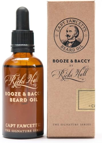 Captain Fawcett Ricki Hall’s Booze & Baccy Beard Oil 50ml – Premium Conditioning Beard Oil for Men with Whiskey, Honey & Tobacco Notes – Nourishes, Softens & Adds a Subtle Masculine Fragrance