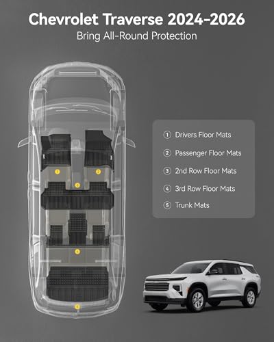 Image of 3W Floor Mats & Cargo Liner for Chevy Traverse & GMC Acadia 2024-2026