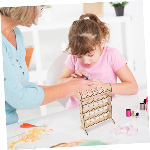 Image of Spool Stand Display Shelves Display Shelf Spool Holder Storage Stand for Spool Thread Holders for Spools of Thread Desktop Thread Holder Wooden Sewing Thread Line