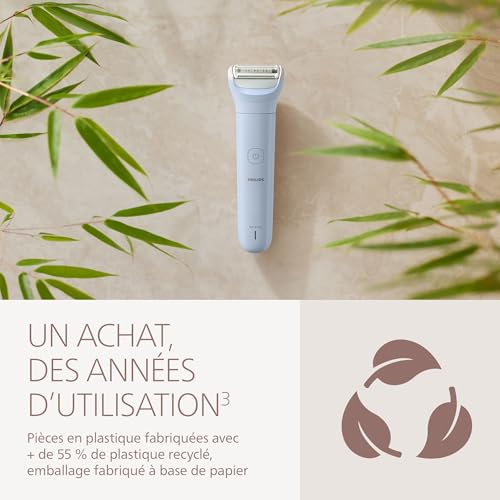 Philips Lady Shaver série 6000 – rasoir électrique sans fil, utilisation sur peau sèche ou mouillée, système de rasage à 3 lames, pour les jambes et le corps, autonomie de 80 min, modèle BRL127/00