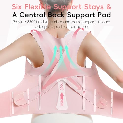 babaka Posture Corrector for Women, Invisible Lightweight Adjustable Back Brace for Upper and Lower Back Pain Relief, Hunchback, Hump, Scoliosis, Thoracic, Spine Corrector Under Clothes (Pink, Medium, Waist: 29''-35'') - Image 3