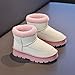 Kids Platform Mini Boots for Girl Fashion Classic Fleece Lined Snow Boots Big Kid Boys Winter Warm Outdoor Indoor House Non-Slip Lightweight Comfortable Slip On Suede Ankle Booties(Pink,2)