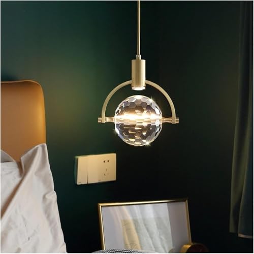 Lampe en cristal suspendu post-moderne et luminaire de chevet chic pour chambre à coucher