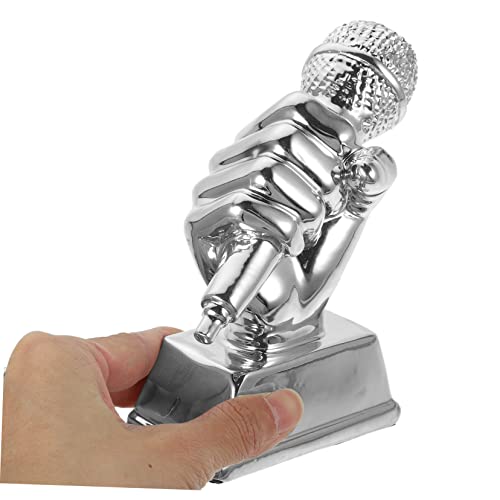 Vaguelly Troféu De Microfone Troféu De Música Boa Voz Resina Sintética Prata