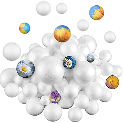 Polystyrene Balls White Foam Balls , 20/50/100pcs Art Decoration Styrofoam Balls for DIY Art Craft, School Projects and Easter CraftsParty Decorations (50) Cover