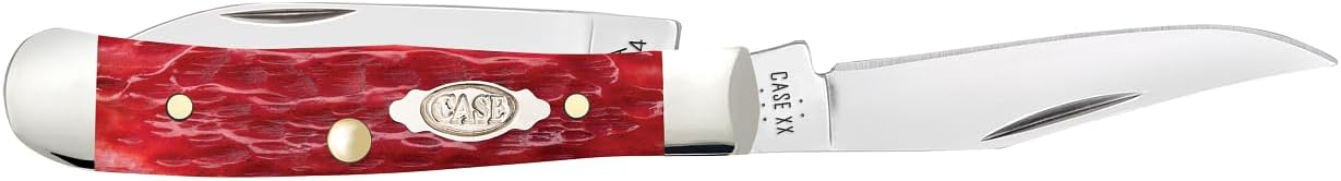 Case XX Pocket Knife TINY TRAPPER - DARK RED BONE CS - PEACH SEED JIG Item #31944-62154W CS - Length Closed: 2 3/8Inches