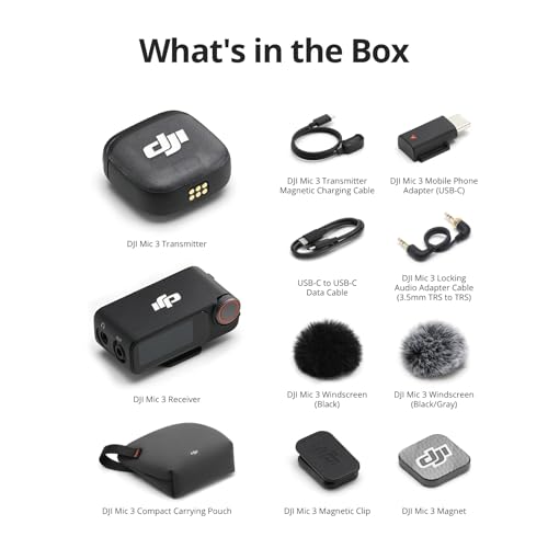 Image of DJI Mic 3 (1 TX + 1 RX), Wireless Lavalier Mic for iPhone /Camera /Android, Ultralight, Extended Operating Time & Fast Charging, 1312ft (400m) Transmission, Noise Cancelling, Vlog, Streaming | 1 Tx Plus 1 Rx Kit • Lossless Audio • 400 M Range • Tx 8h and Rx 10h • 32-Bit Float Internal Dual-File • USB-C Adapter