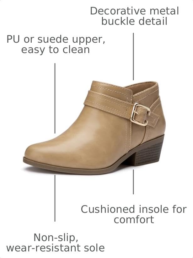 Image of Athlefit Women's Chunky Low Heel Short Ankle Boots