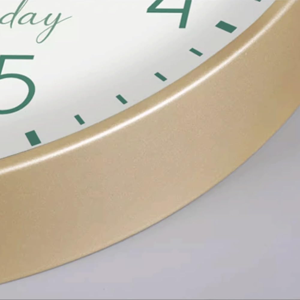Tiempo Reloj de Pared Cuarzo silencioso for el hogar, for Oficina, Sala Estar(Gold,12 Inches)