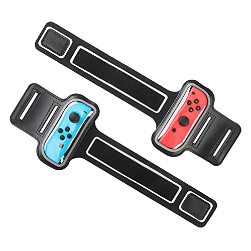 MoKo [2 PCS Bracelet Compatible avec Nintendo Switch Just Dance 2022 2021 2020, Zumba Burn It Up, Série Cardio Boxing, Bande Élastique de Danse de Jeu, Sangles Réglables de Poignet de Jeu, Noir