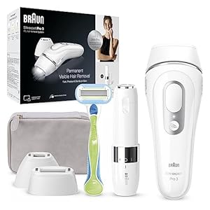 Braun IPL Silk Expert Pro 3 Ontharingsapparaat Voor Vrouwen & Mannen, Ontharing, Venus Scheermes & Tas, Laser Ontharing, Cadeau Voor Vrouwen, PL3139, Wit/Zilver