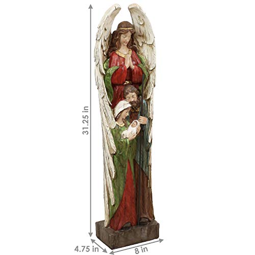 Sunnydaze Guardian Angel And Holy Family Indoor/Outdoor Statue - Seasonal Christmas Nativity Scene Resin Figurine - Interior And Exterior Holiday Religious Decor - 31-Inch #TOP2