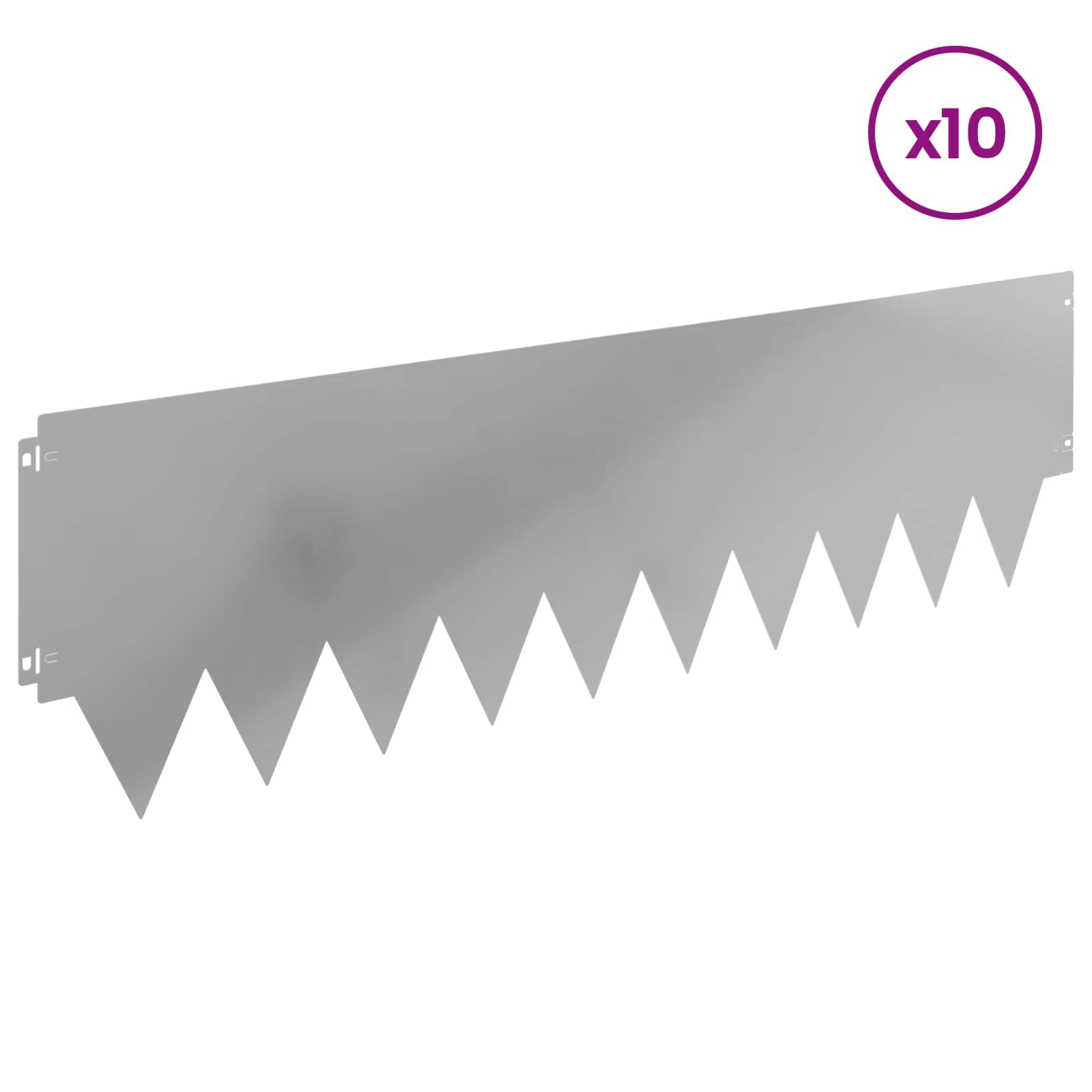 Lot de 10 bordures de gazon, 103 x 30 cm, argenté