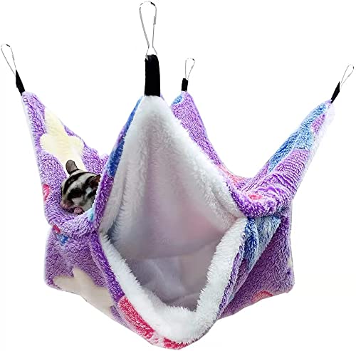 QeeHeng Hamac Suspendu pour Petit Animal Domestique, lit balançoire Double Couche pour Furet, Rat, Planeur à Sucre et Autres Petits Animaux, Violet