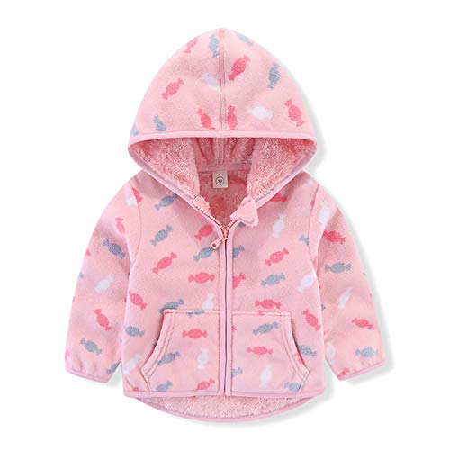 Toddler Baby Boys Girls Polar Fleece Jacket Hooded Lined Hoodie Zip Up Coat Tops Autumn Winter Long Sleeve Thick Warm Outerwear Cardigan Overcoat Sweatshirt Birthday Party Clothes Pink candy 3-4 Years