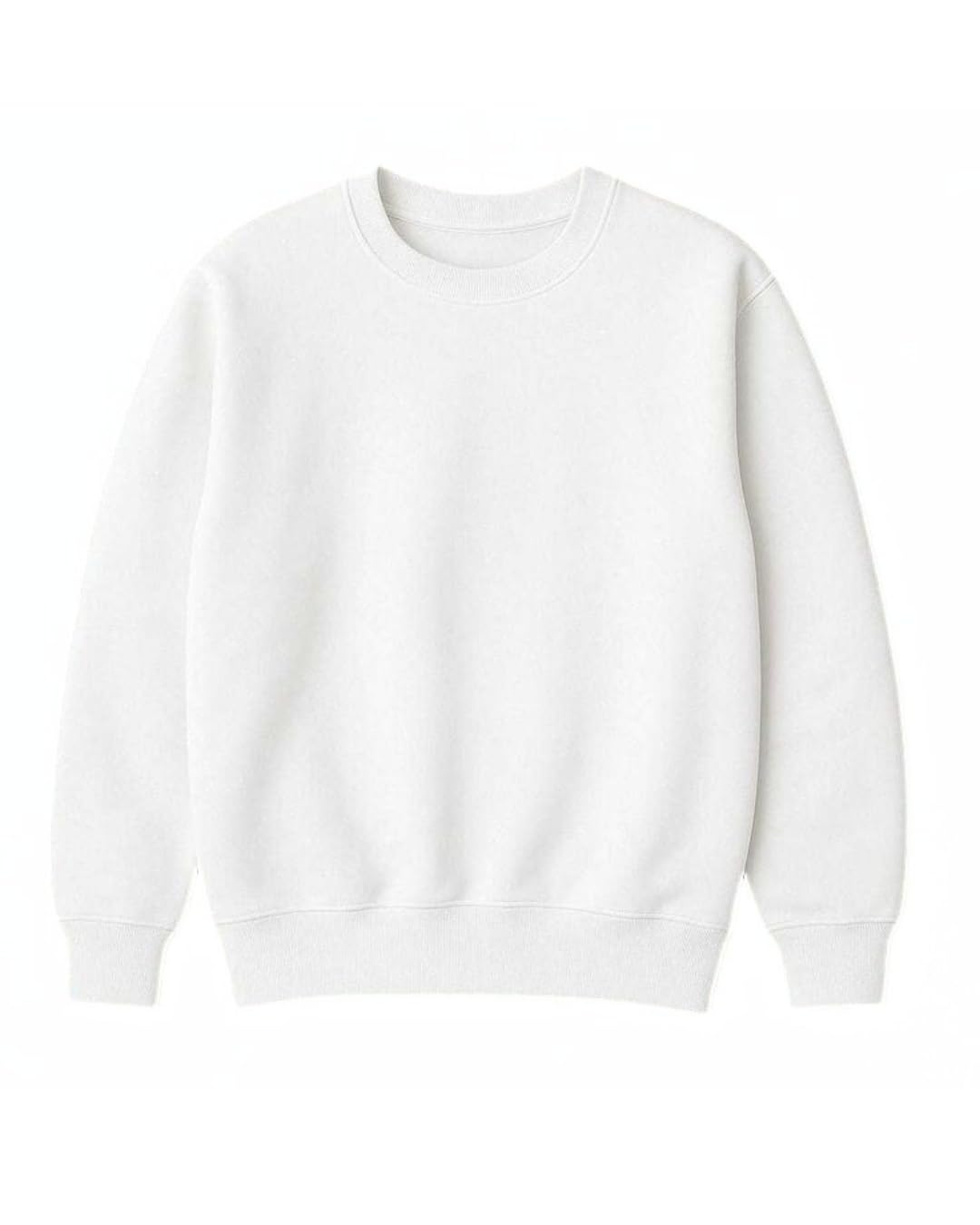White Crewneck Sweatshirt, Cotton Blend, Long Sleeve Pullover, Unisex Classic Fit - StadiumEX-picture-22