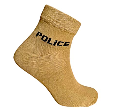 Image of Police Socks For Men Women Khaki Ankel Length Cotton Spandex Ankle Length Versatile Comfort Beige Socks Pack Of 6 Pairs, Khaki | Beige