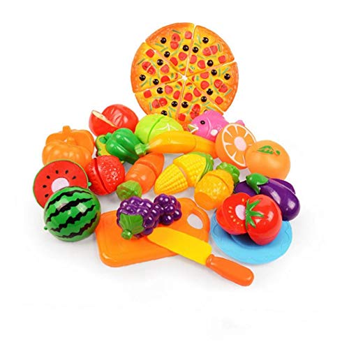 xuew Cocina de Juguete Diversión Frutas Cortar Verduras Jugar, Comida Playset educativos para la Primera Edad Habilidades Básicas Desarrollo de Suministros niños 24Pcs del Juguete Cover