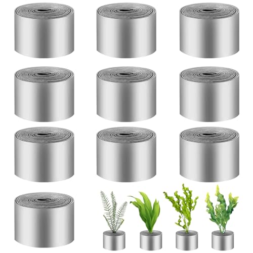 ShiFaKa 10 Rolls Aquarium Plant Weights Anchors, Bendable Aquarium Plant Holders, Metal Aquatic Weights Anchors Rings, Reinforced for Live Plants, Prevent Floating, Each 15.75 Inch L x 0.55 Inch W