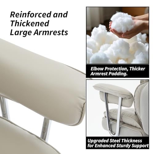 Image of Efomao Big and Tall Office Chair 400lbs - High Back Executive Chair with Swivel Base, PU Leather Upholstery, Lumbar Pillow, Padded Armrests, and Rolling Wheels,Grey Computer Chair
