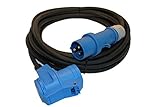 cee winkelstecker mit steckdose hochwertiges Adapterkabel CEE Stecker auf CEE-Winkelkupplung mit integrierter Schutzkontaktsteckdose