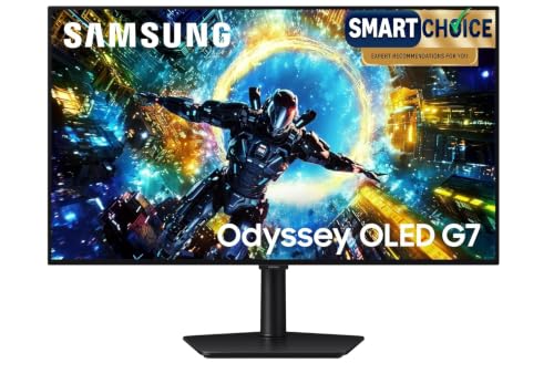 Image of Samsung 32 inch Odyssey OLED G7 Gaming Monitor (Smartchoice) UHD, 4K 165Hz / FHD 330 Hz, 0.03ms(GTG), FreeSync Premium Pro, G-Sync, DP, HDMI, Height-Tilt-Swivel-Pivot, Wall Mount, (LS32HG730SWXXL, Black)