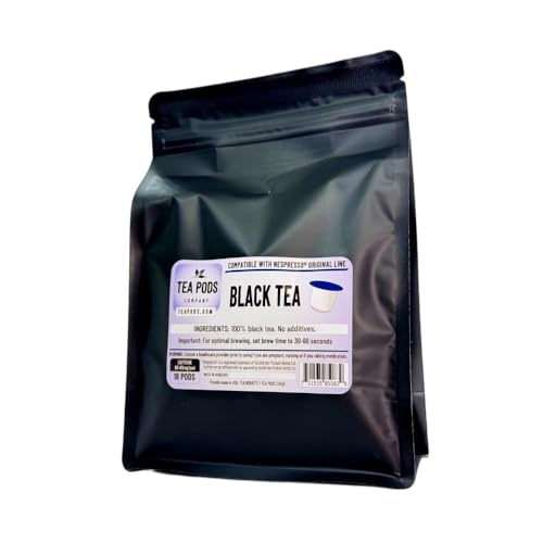 Black tea pods compatible with Nespresso OriginalLine, single serve ceylon tea capsules for coffee...